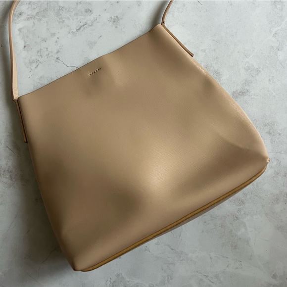 Oat & Fort Cream Snap Button Shoulder Bag Faux Leather - Picture 11 of 12